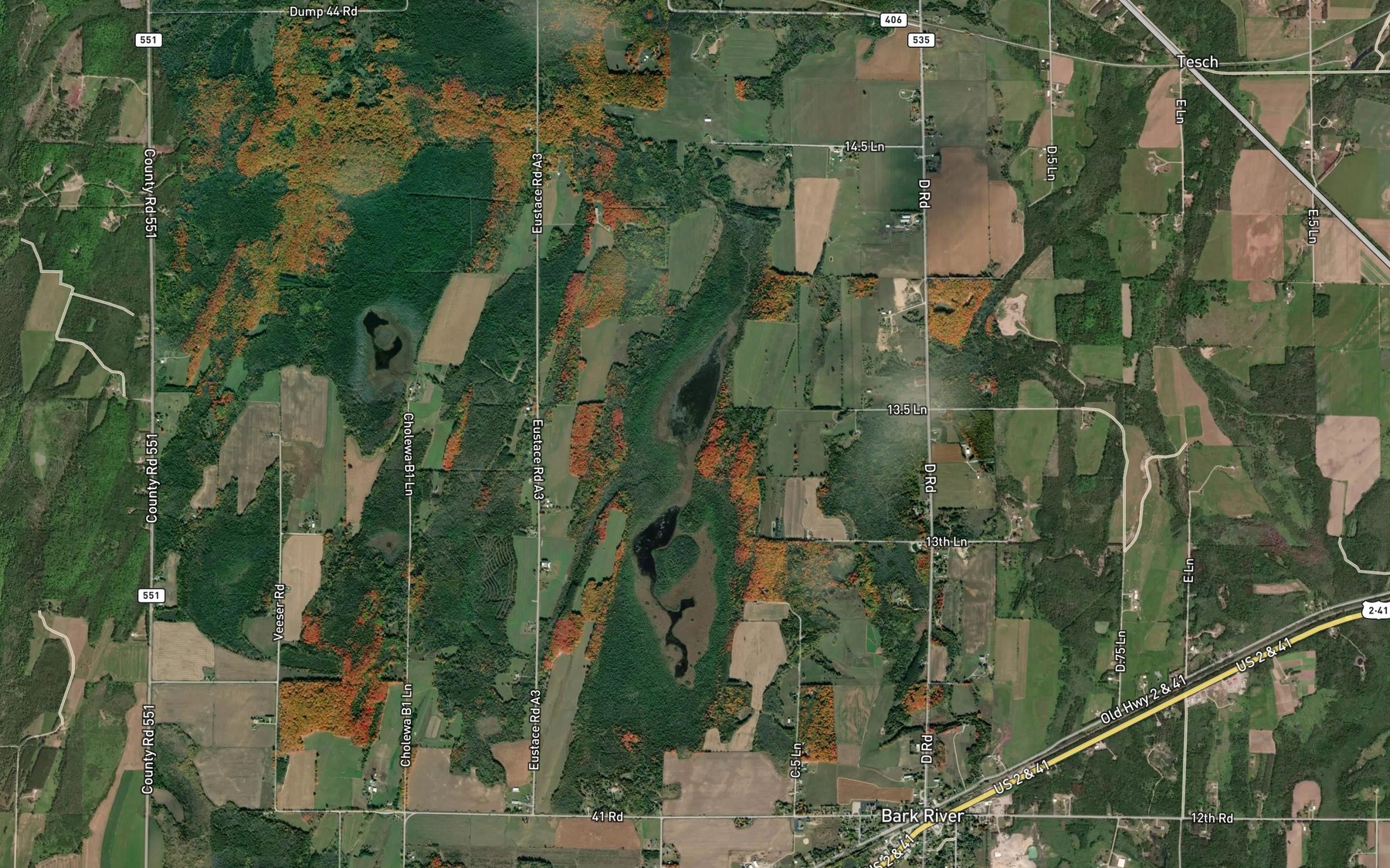 Satellite map of the Pine Creek
