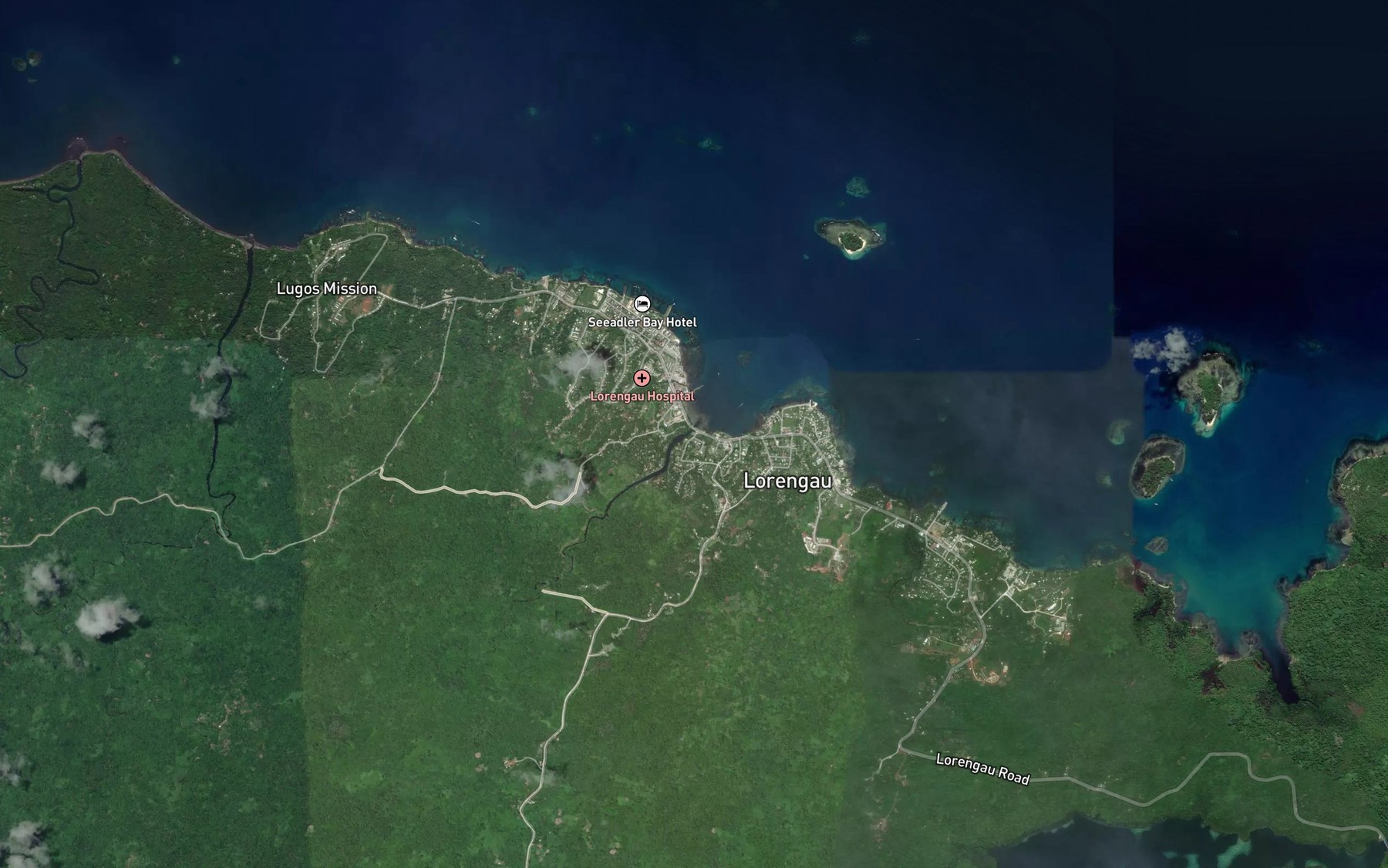 Satellite map of the Lorengau River