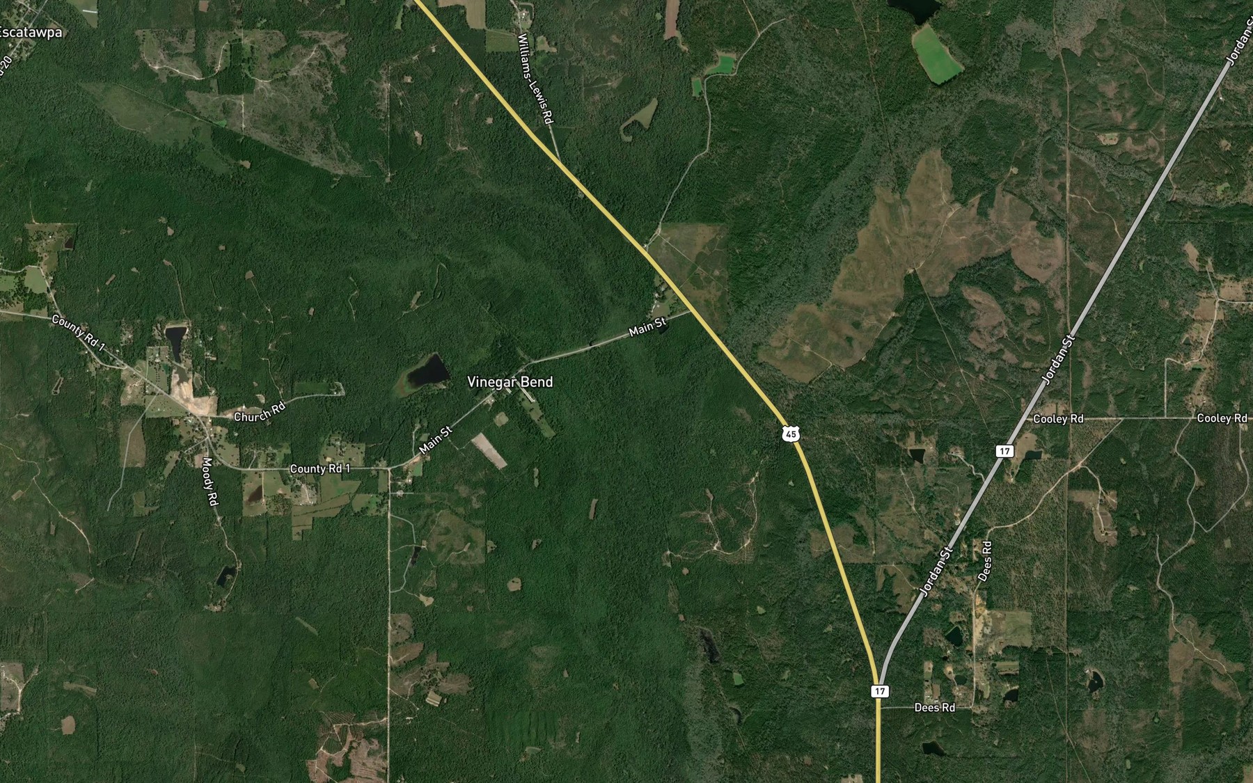 Satellite map of the Pine Barren Creek