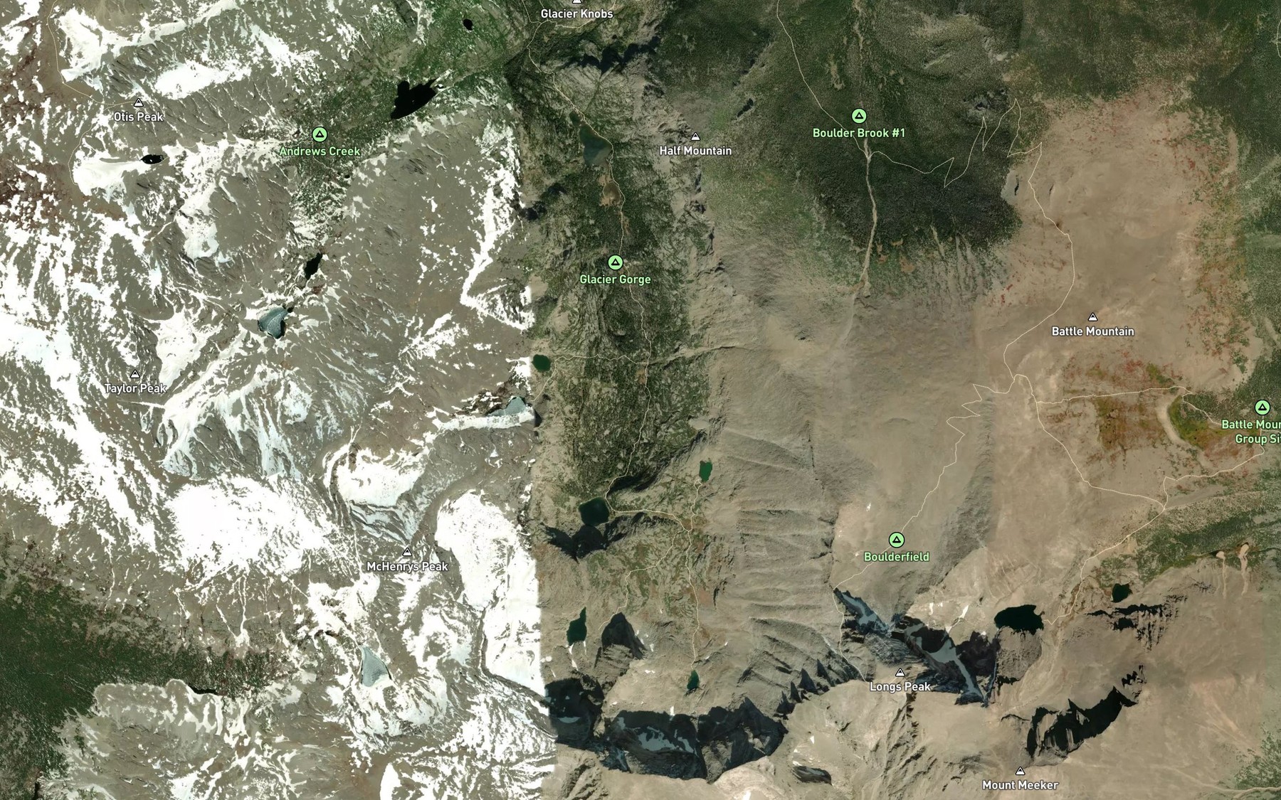 Satellite map of the Shelf Creek