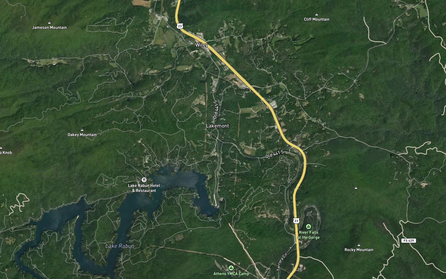 Satellite map of the Tiger Creek