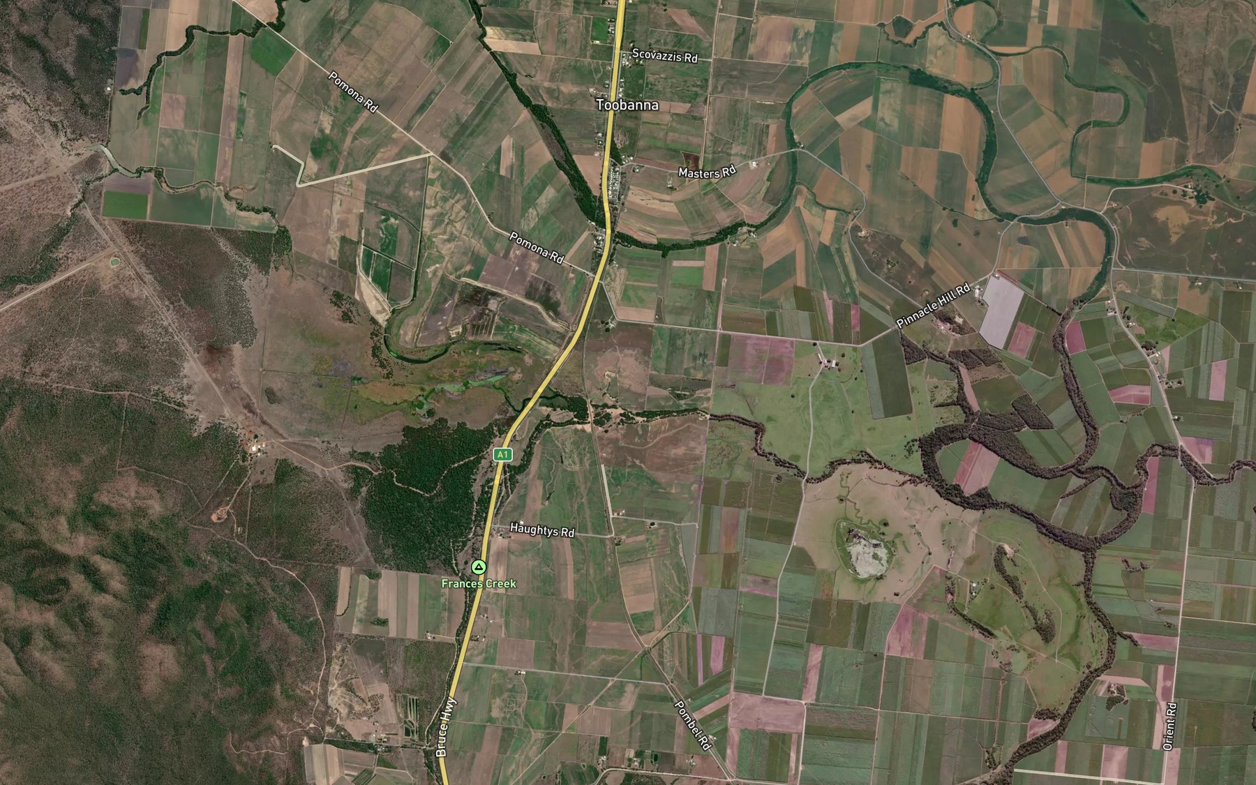Satellite map of the Frances Creek