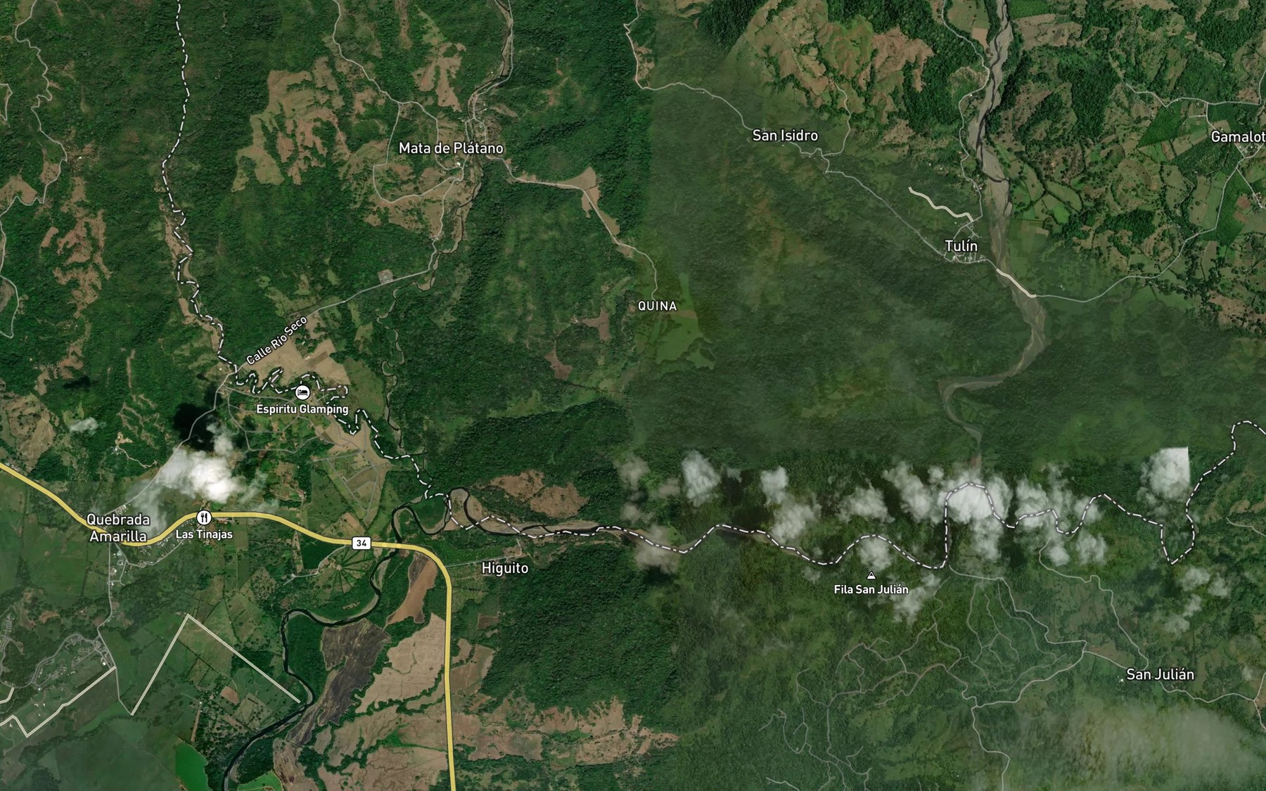 Satellite map of the Quebrada Colacha