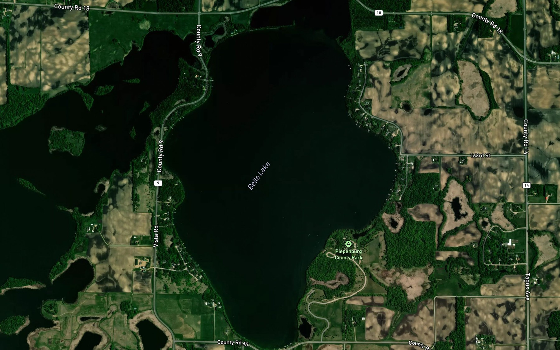 Satellite map of the Belle Lake