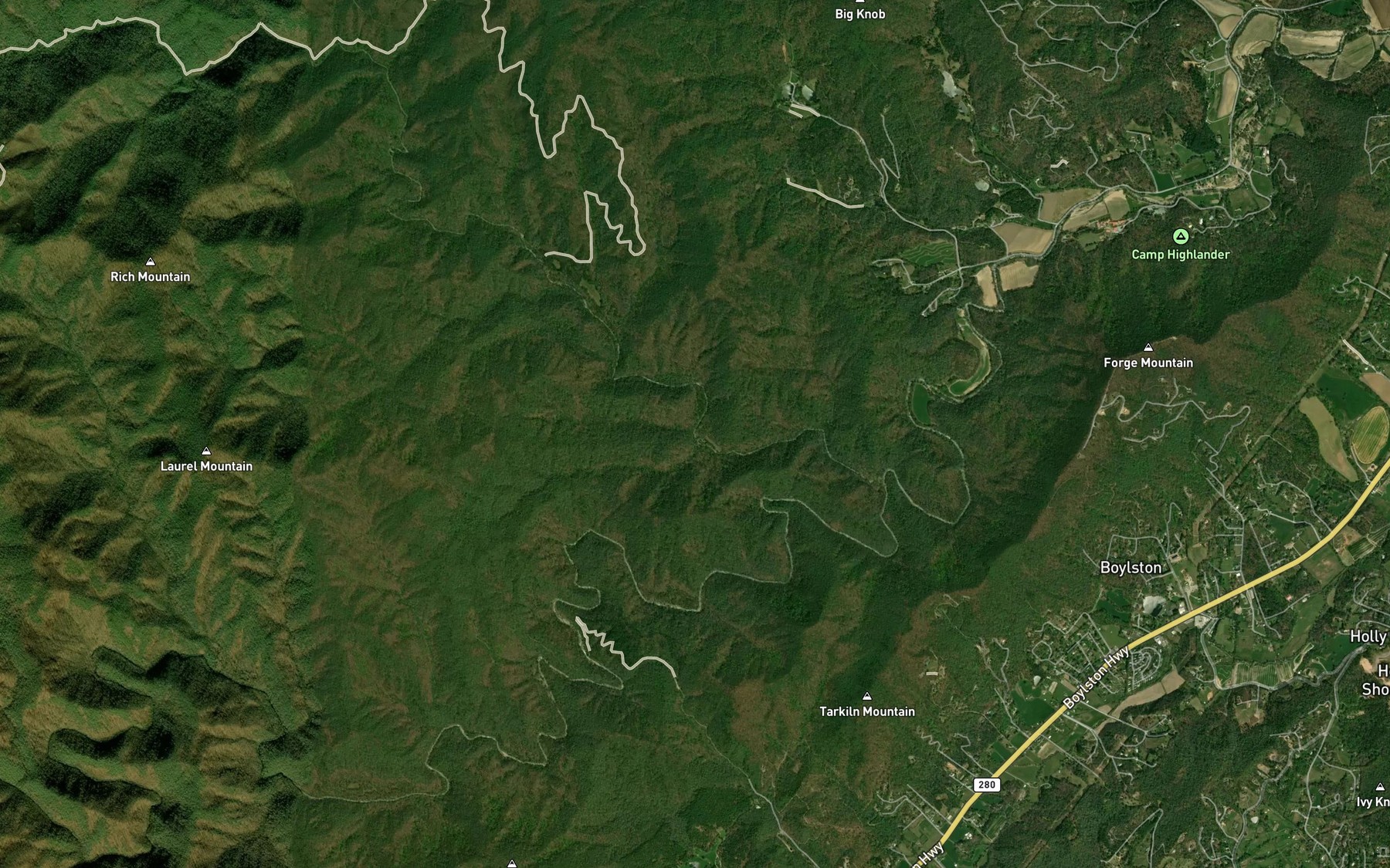 Satellite map of the Case Branch