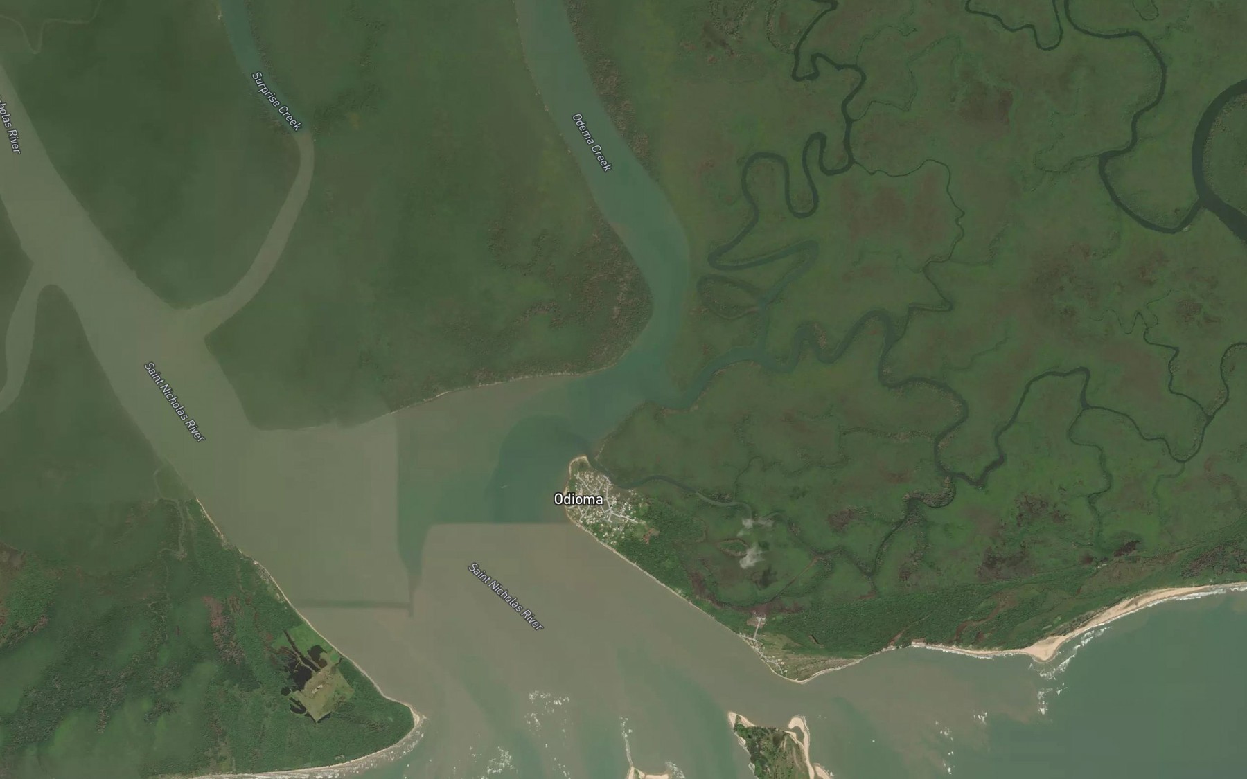 Satellite map of the Odeama Creek