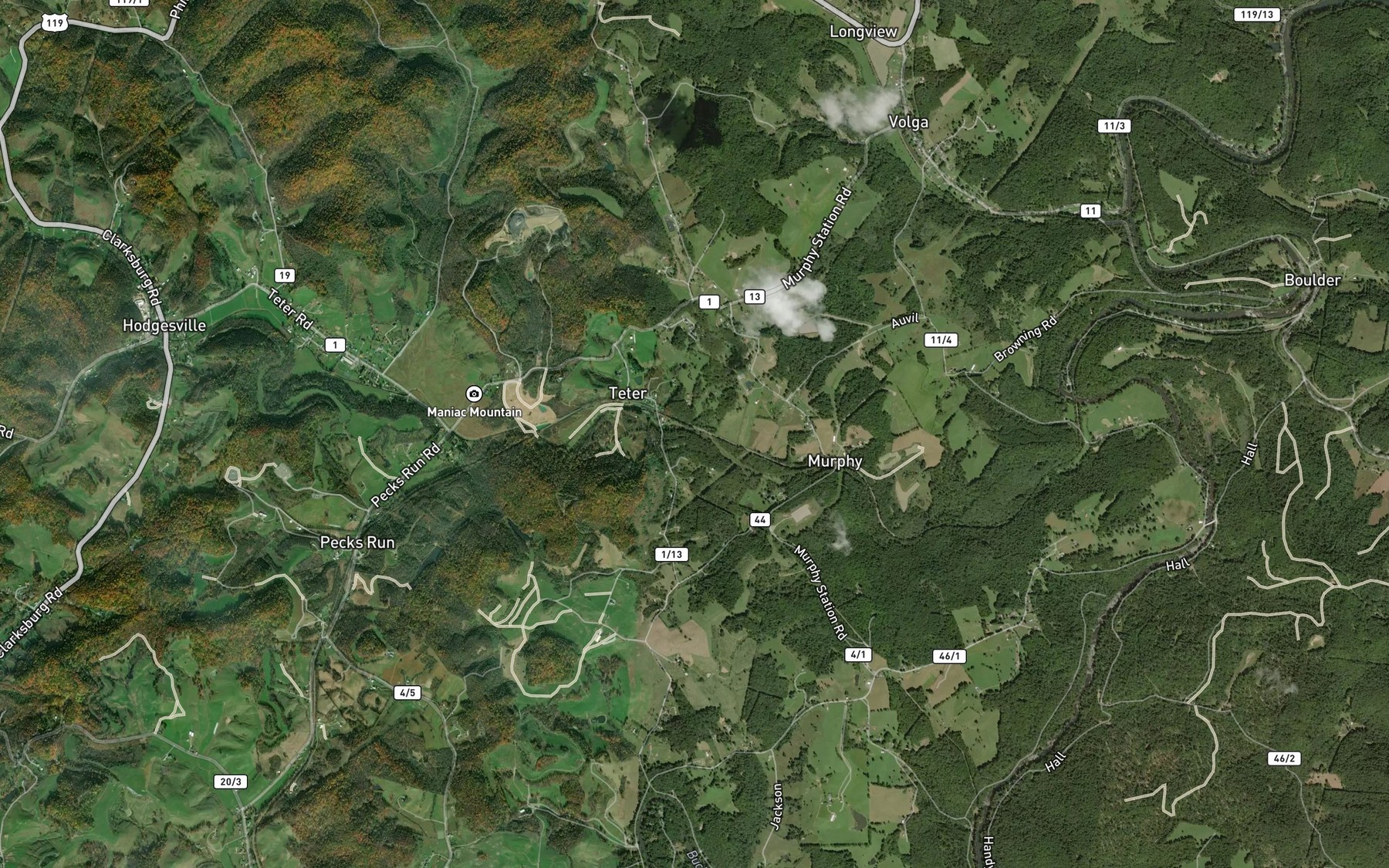 Satellite map of the Rock Run