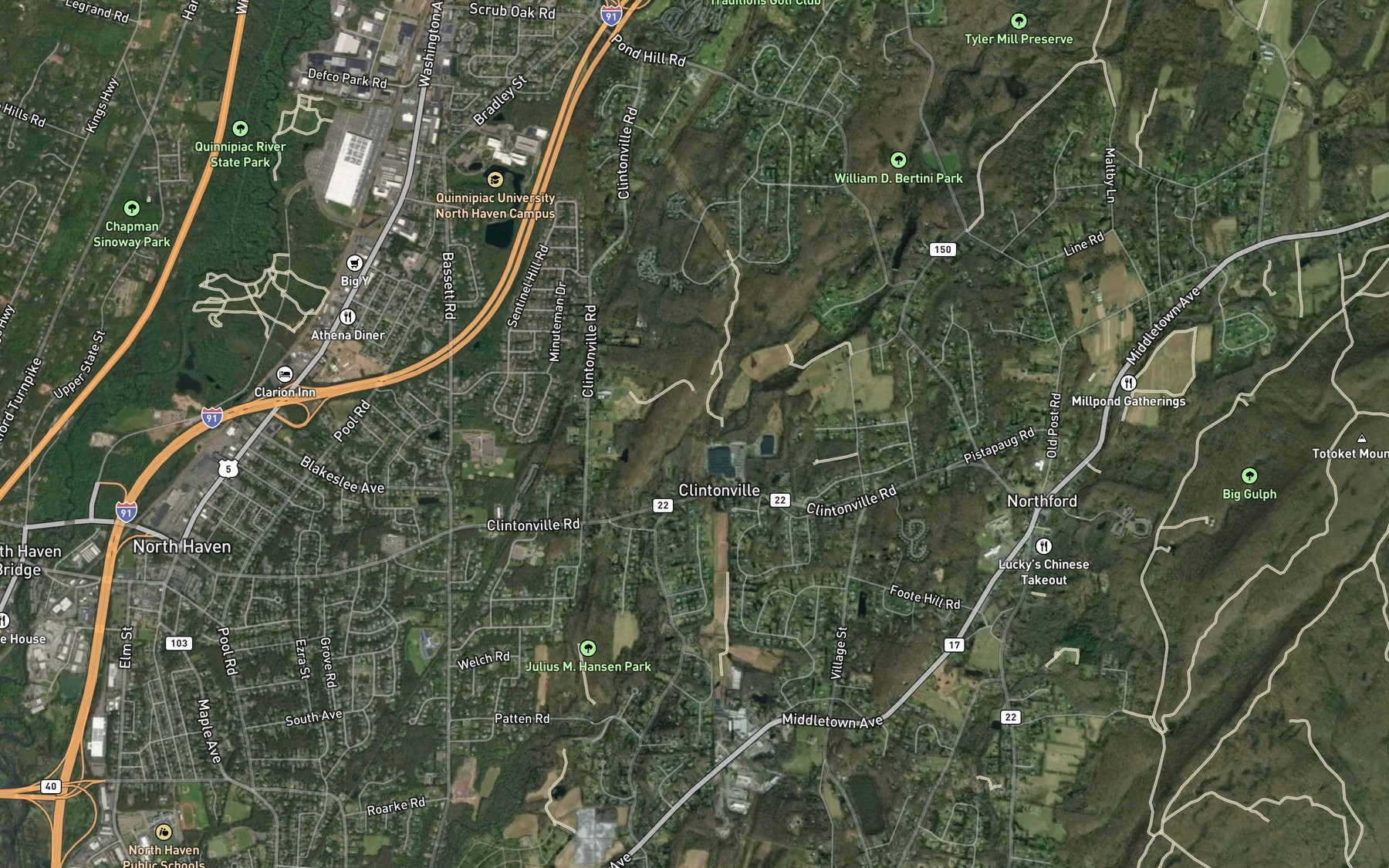 Satellite map of the Pine River