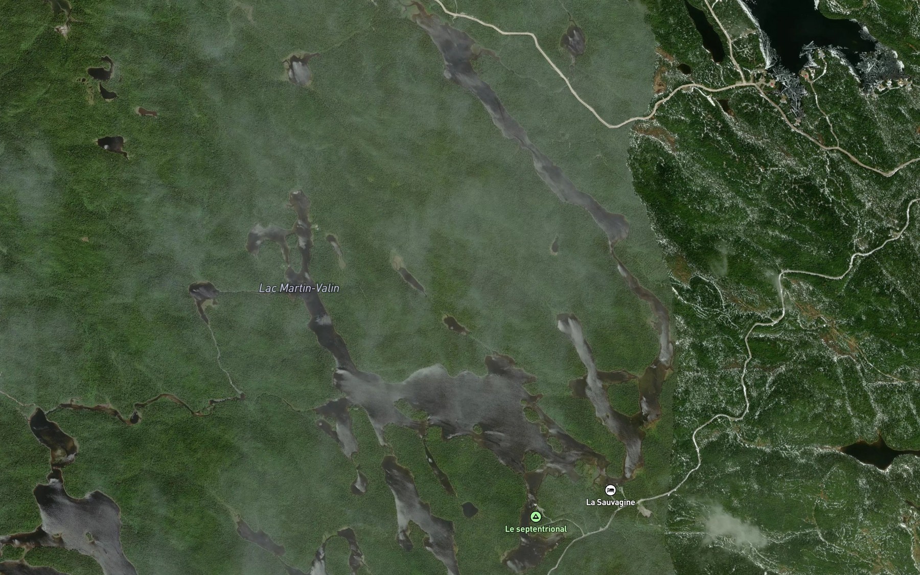 Satellite map of the Lac Martin-Valin