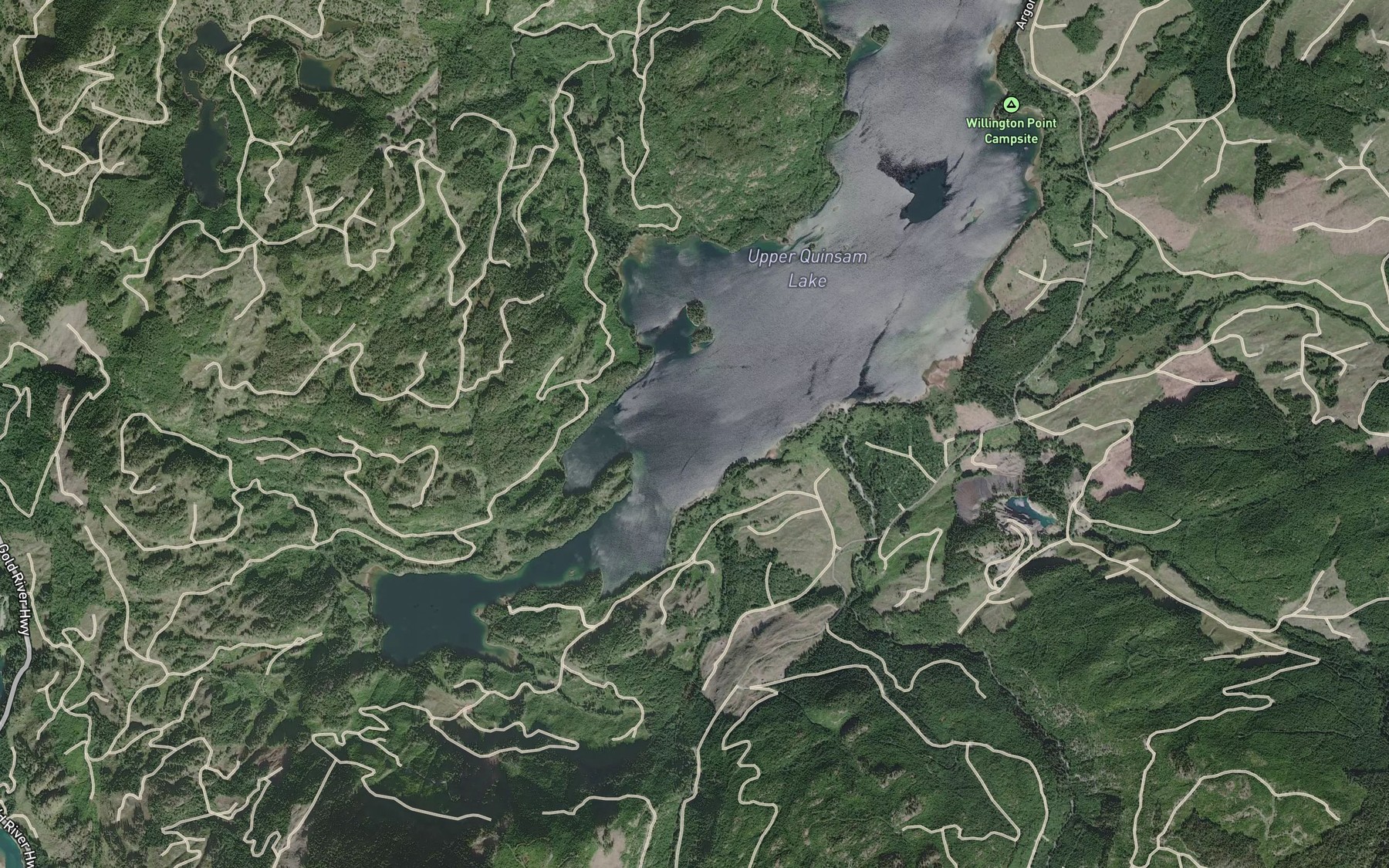 Satellite map of the Hawkins Creek