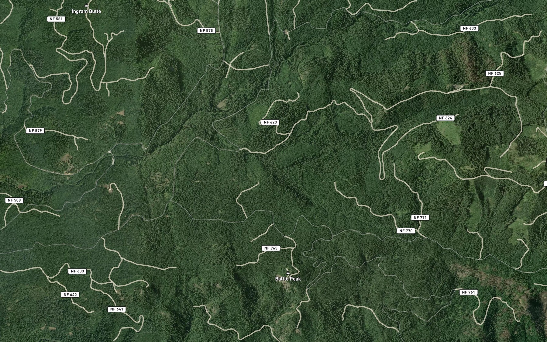 Satellite map of the Mossy Creek