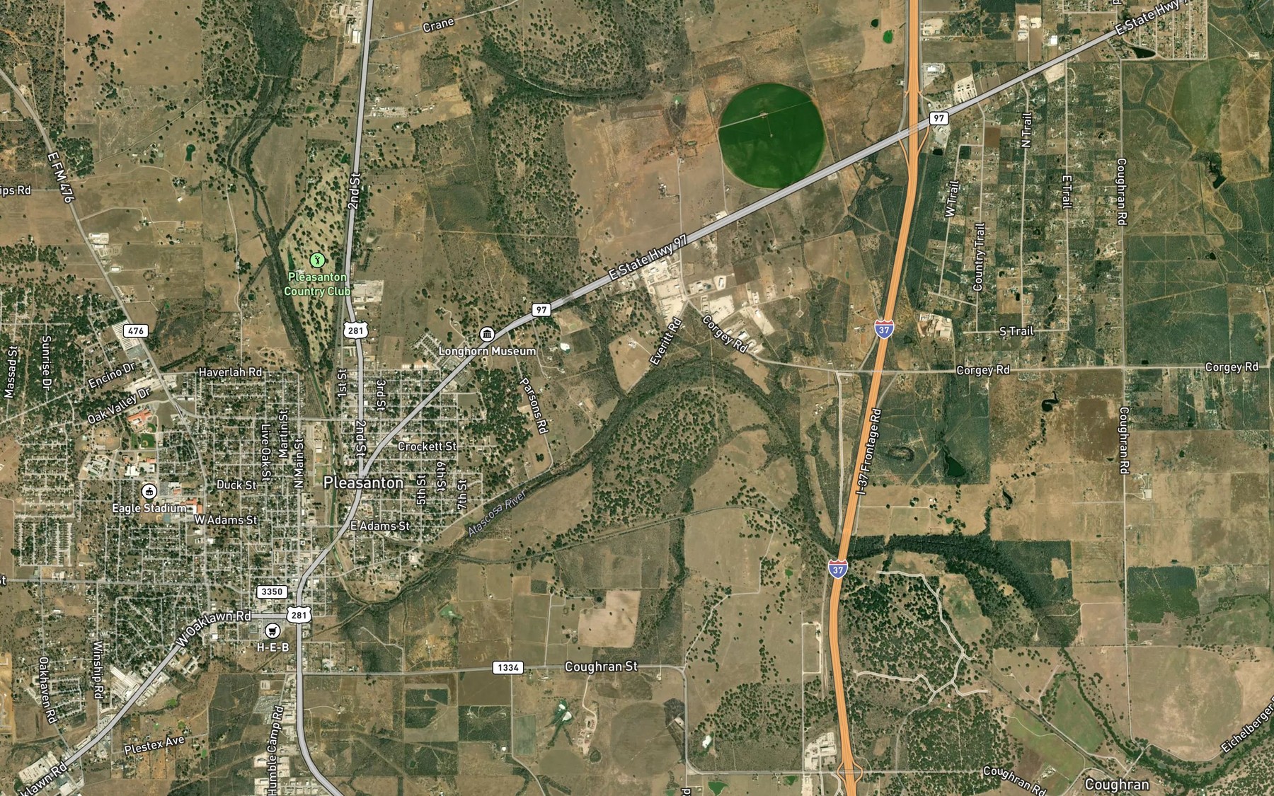 Satellite map of the Galvan Creek
