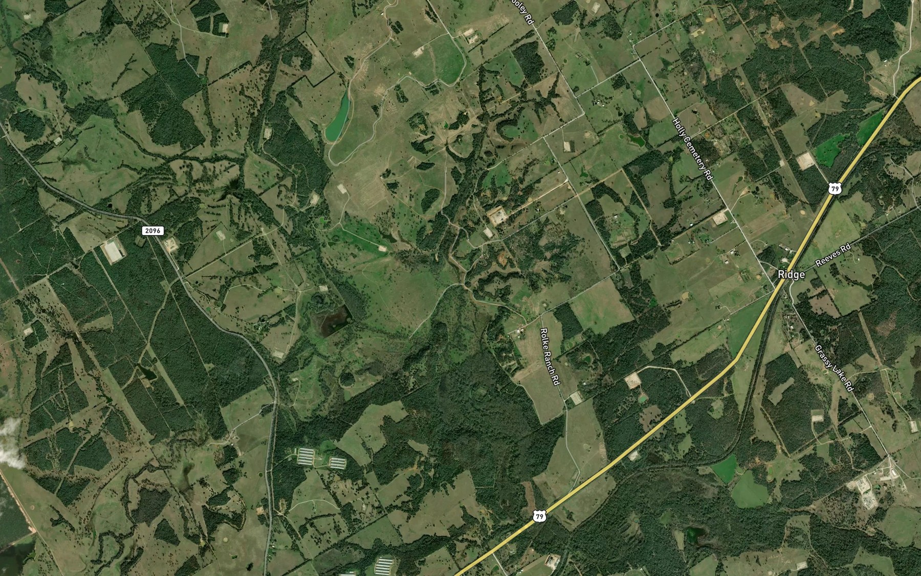 Satellite map of the Holly Branch