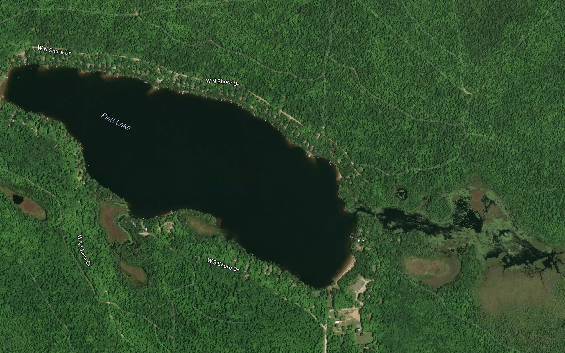 Satellite map of the Piatt Lake