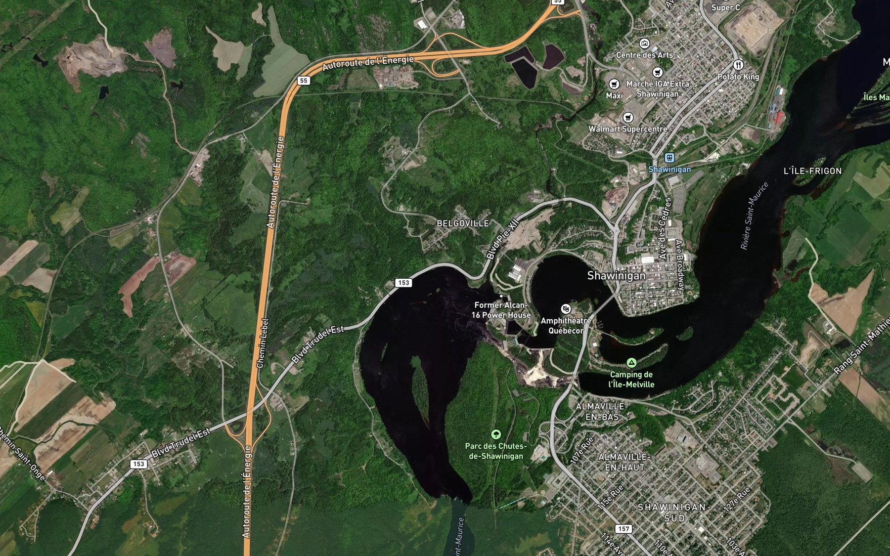 Satellite map of the Baie de Shawinigan