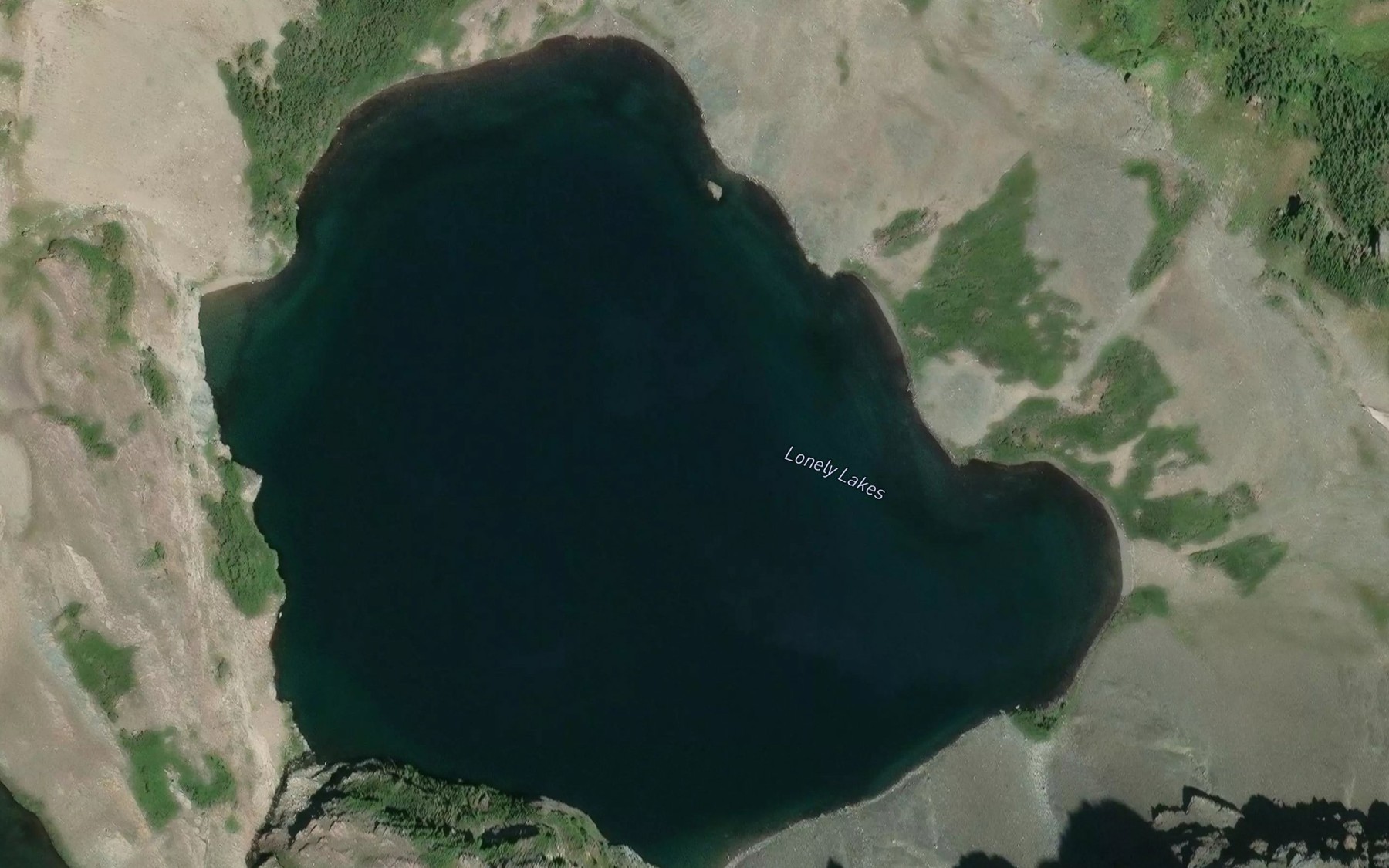 Satellite map of the Lonely Lakes