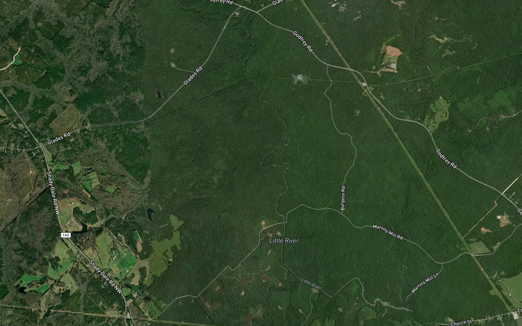 Satellite map of the Pearson Creek