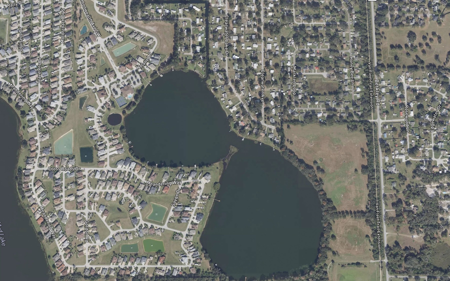 Satellite map of the Clearwater Lake