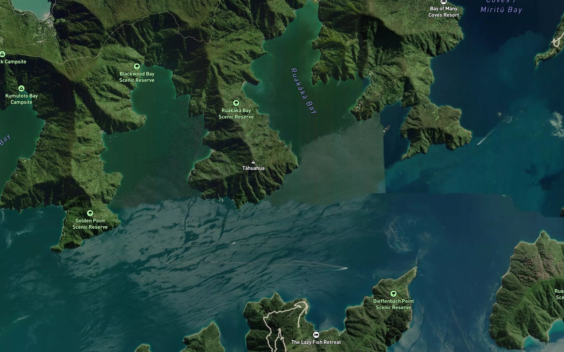 Satellite map of the Kahika Bay
