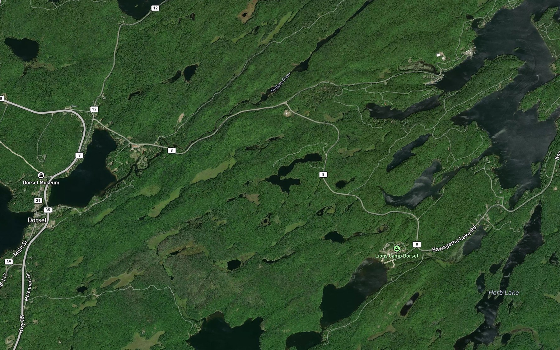 Satellite map of the Sunken Lake