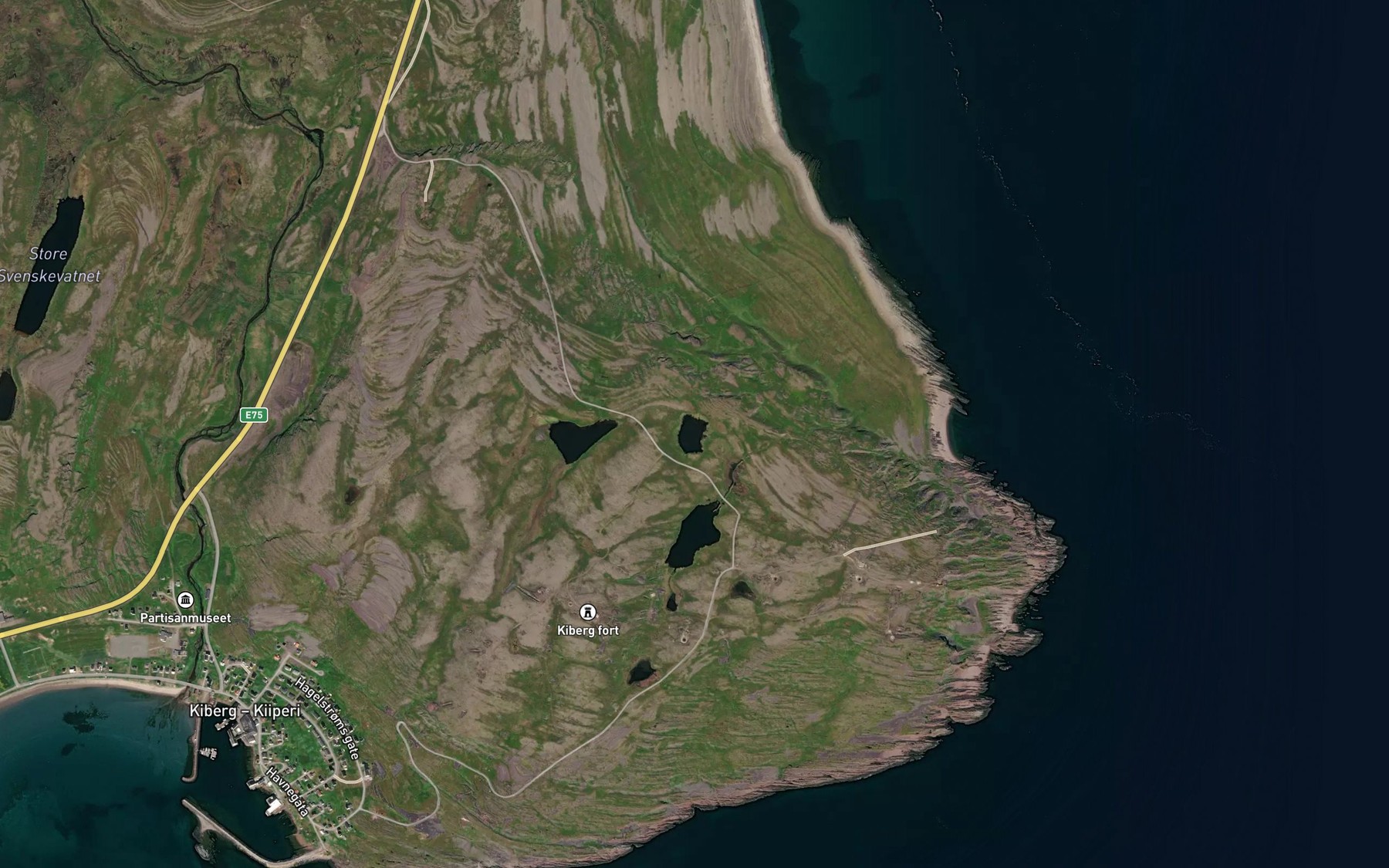 Satellite map of the Kibergsnesvatnan