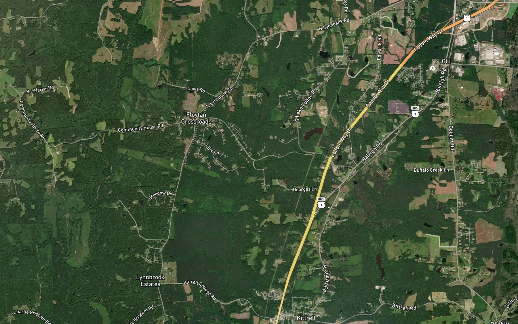 Satellite map of the Mill Creek