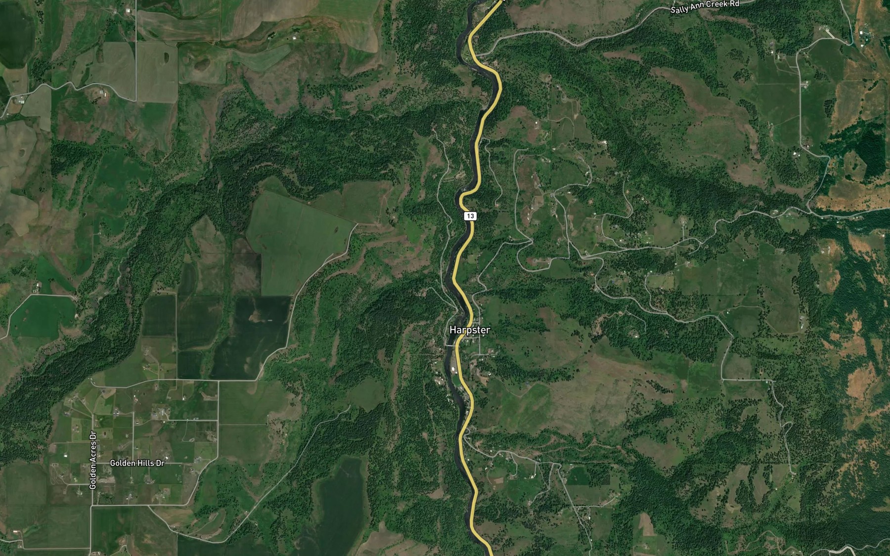 Satellite map of the China Creek