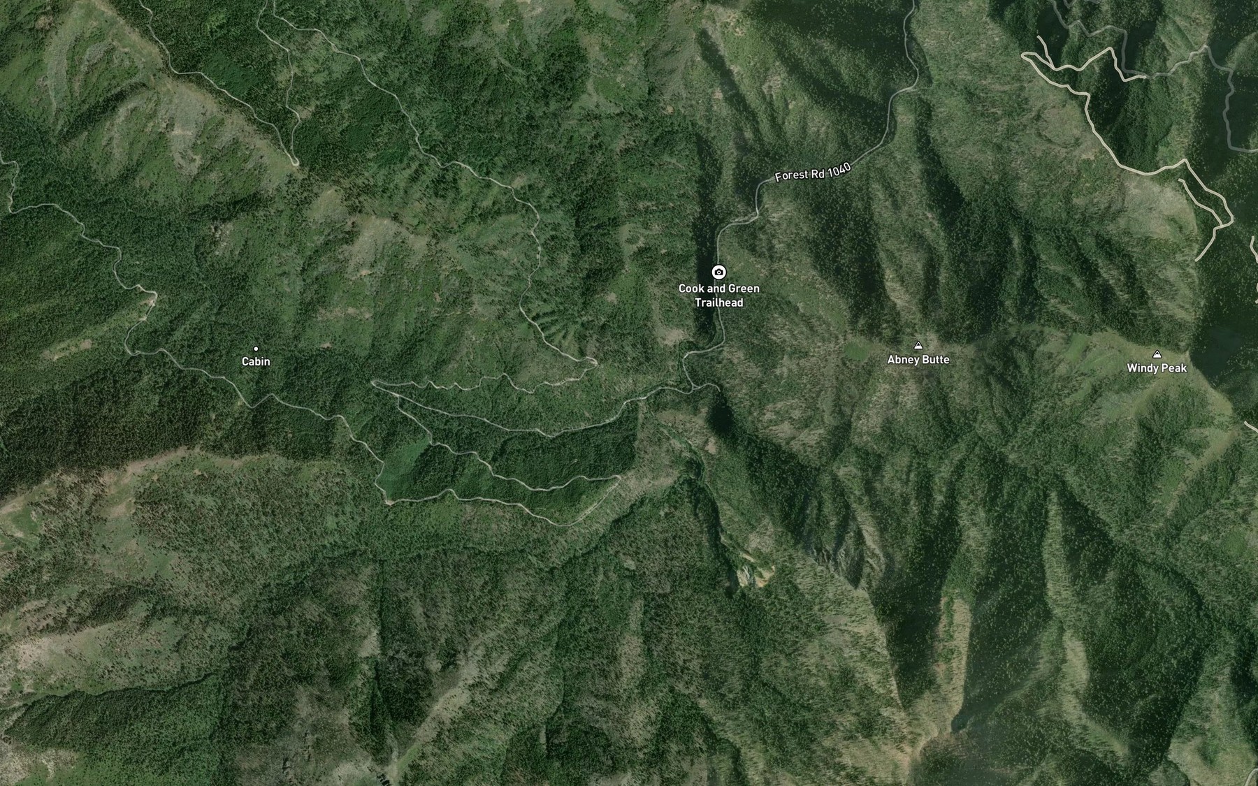 Satellite map of the Middle Fork Applegate River
