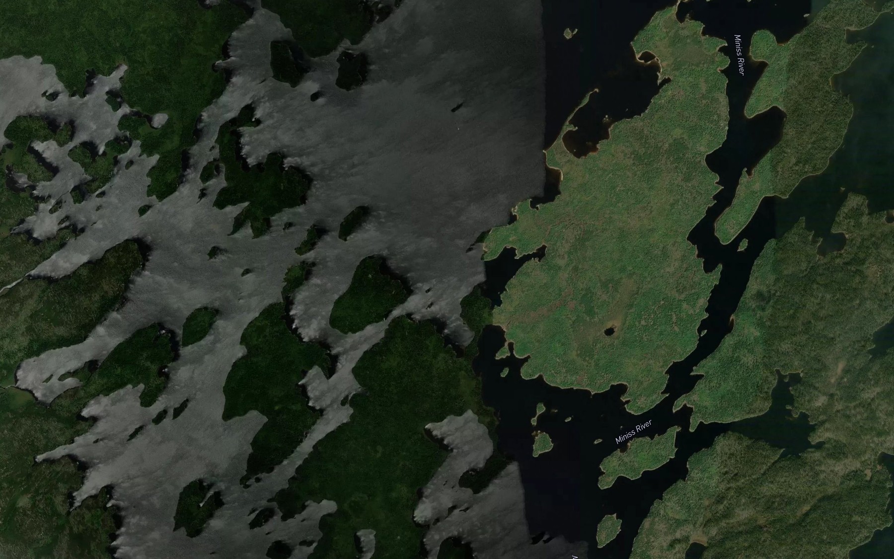 Satellite map of the Miniss Lake