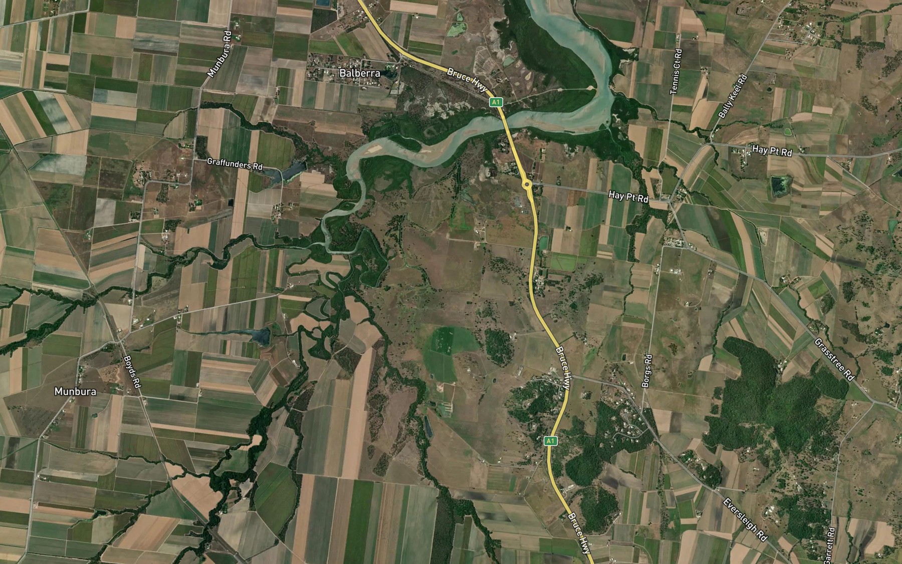Satellite map of the Splitters Creek