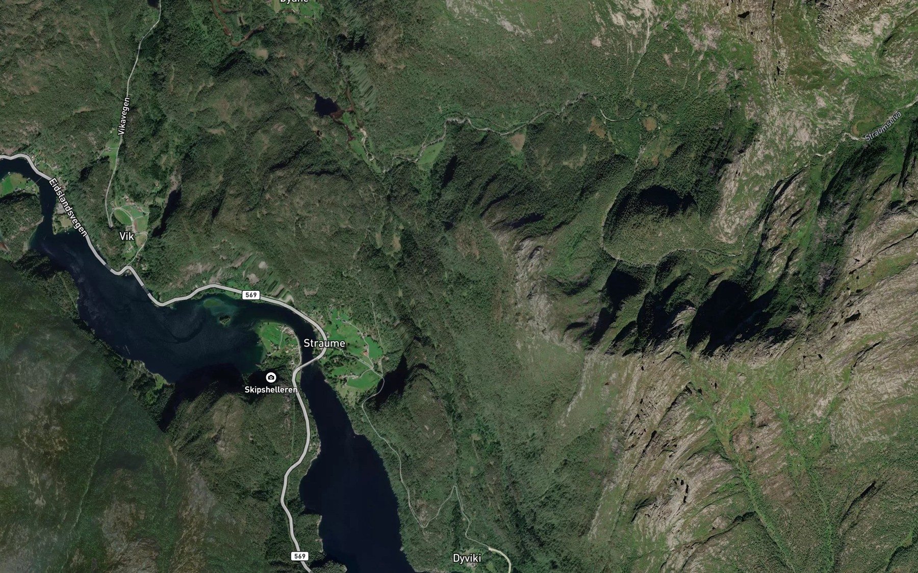 Satellite map of the Fossen