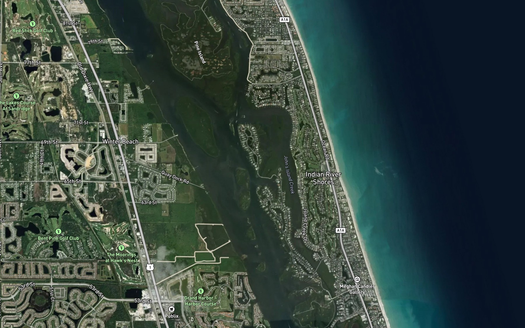 Satellite map of the Oyster Cut