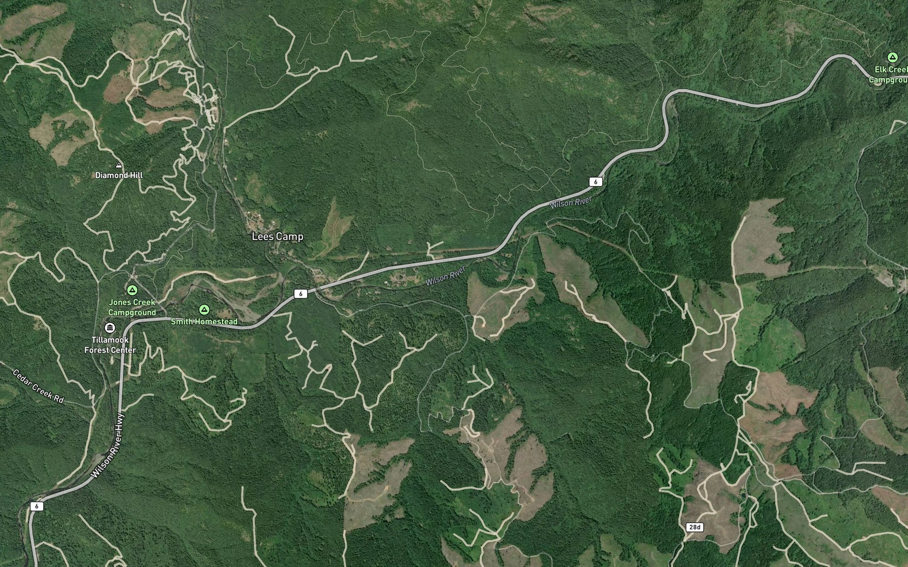 Satellite map of the Ben Smith Creek