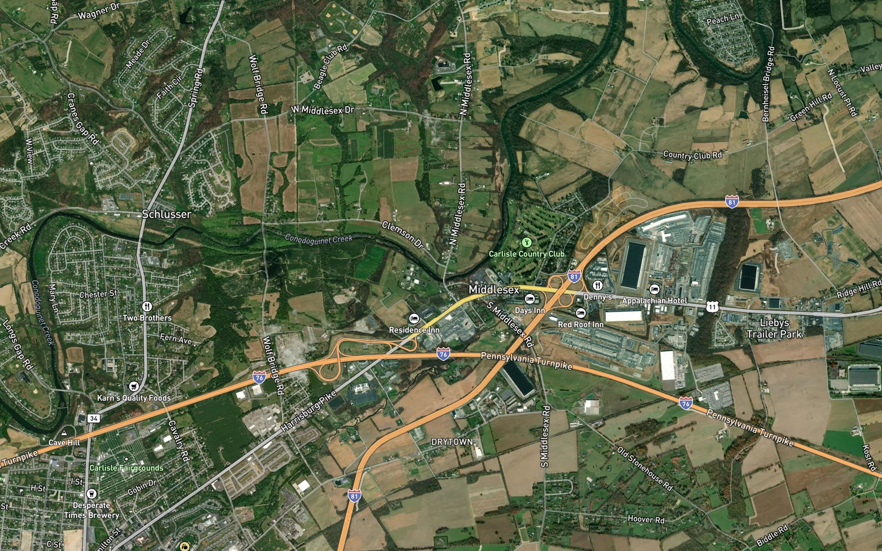 Satellite map of the Spring Run