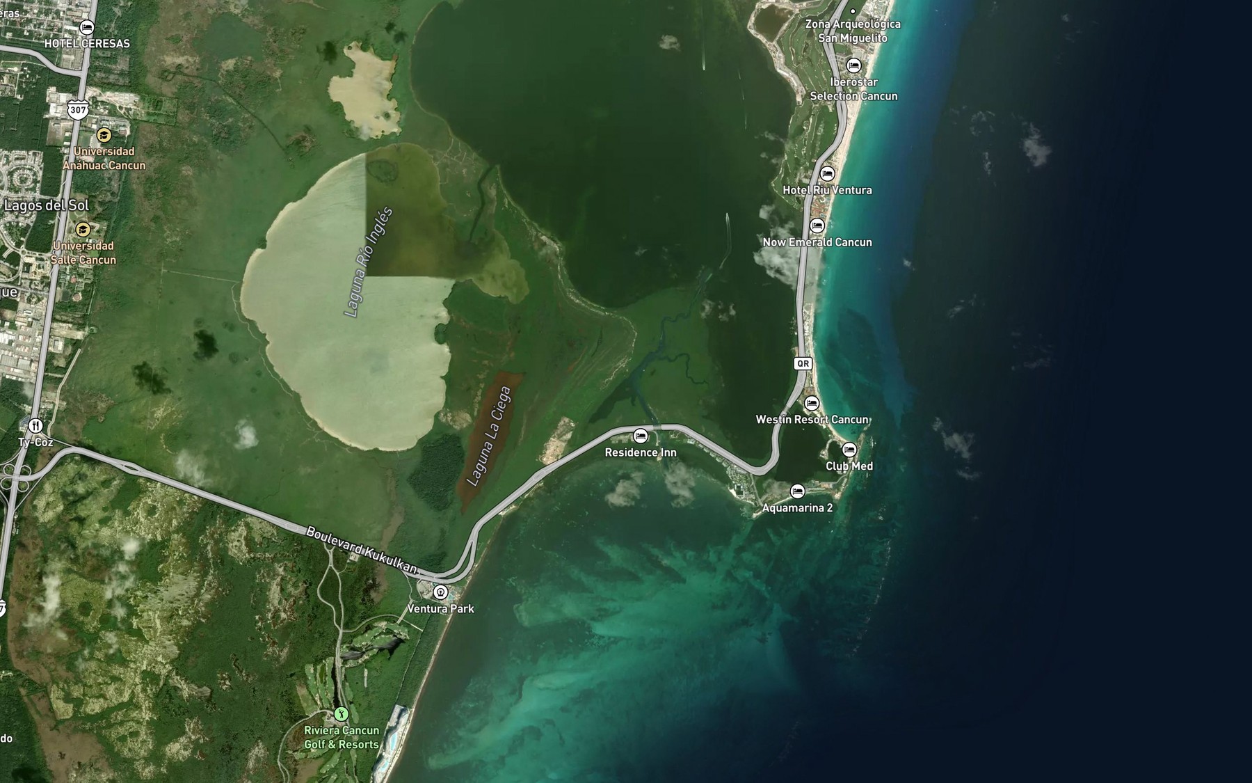 Satellite map of the Nizuc