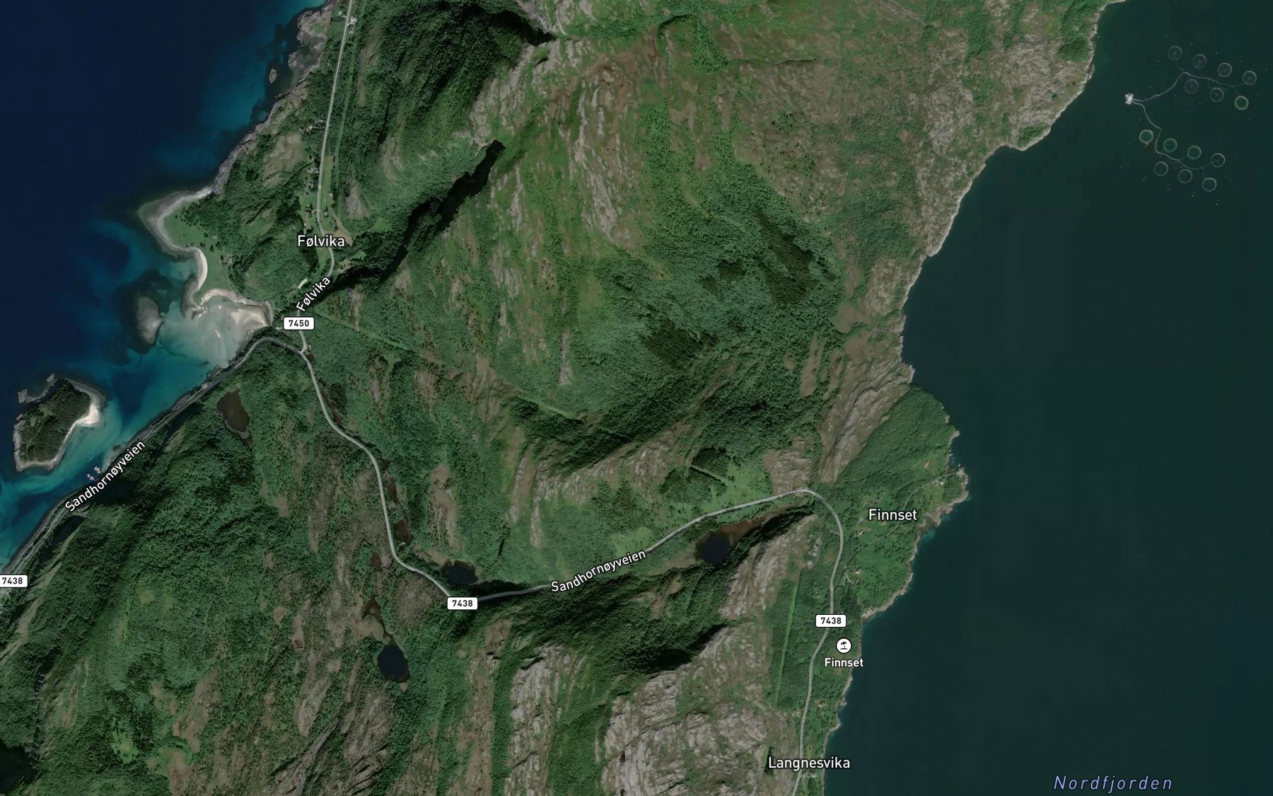 Satellite map of the Telneselva