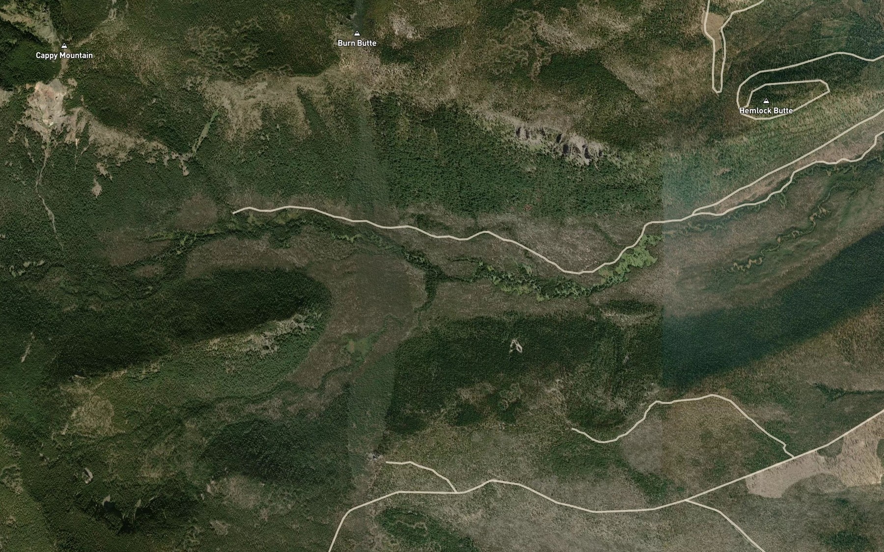 Satellite map of the Clover Creek