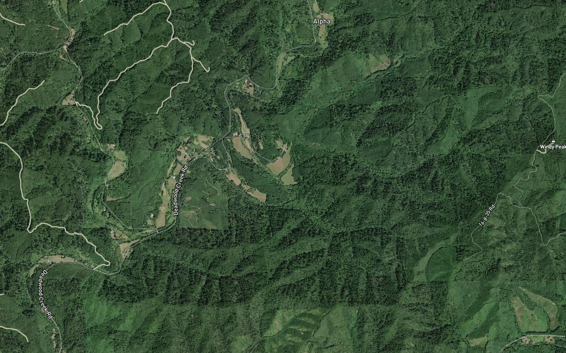 Satellite map of the Bear Creek