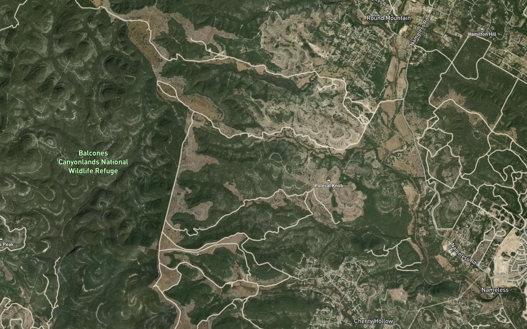 Satellite map of the Barnes Hollow Spring
