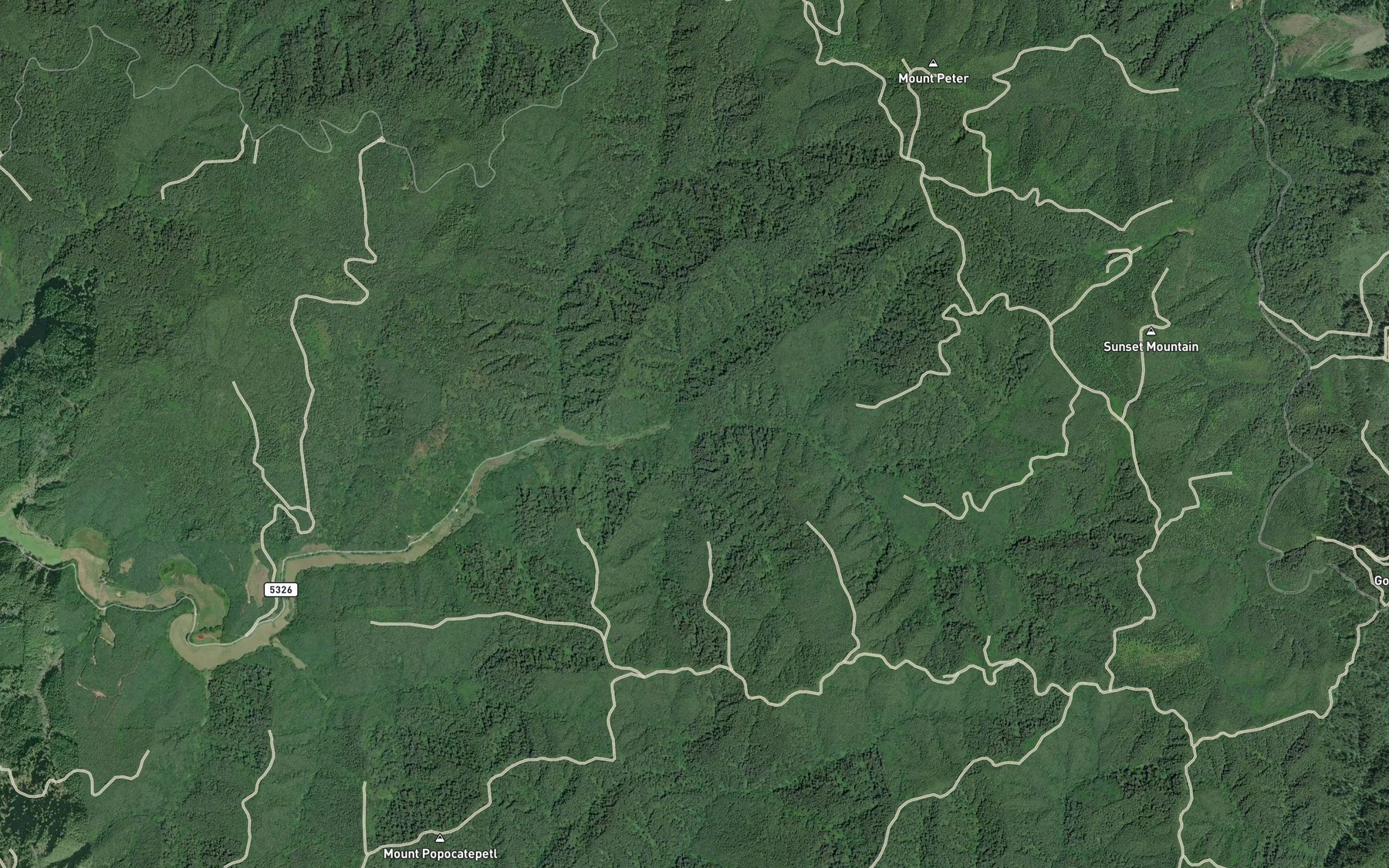 Satellite map of the Shultz Creek