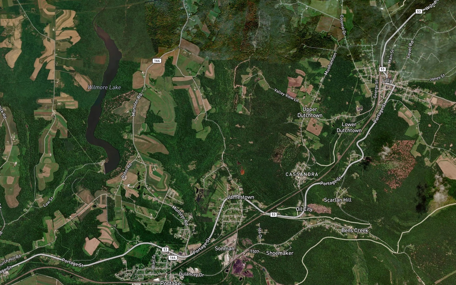Satellite map of the Noels Creek