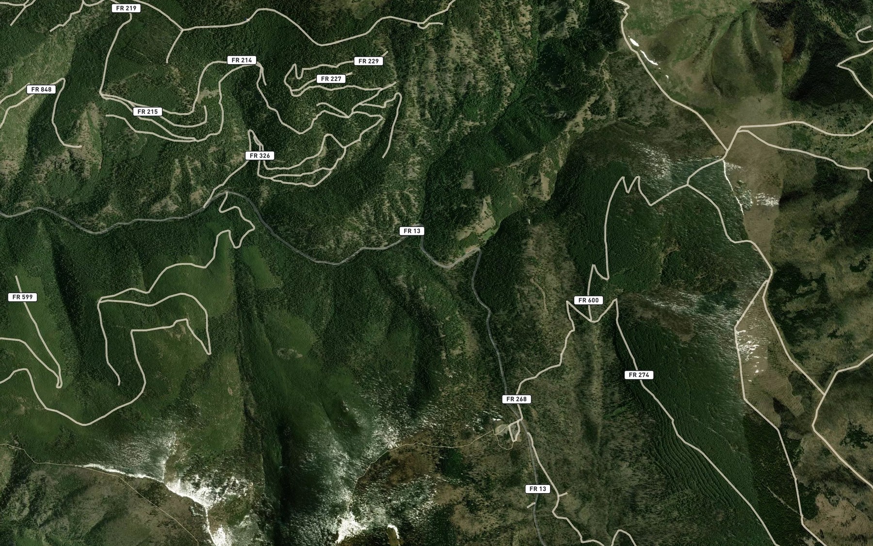 Satellite map of the South Fork Deardorff Creek