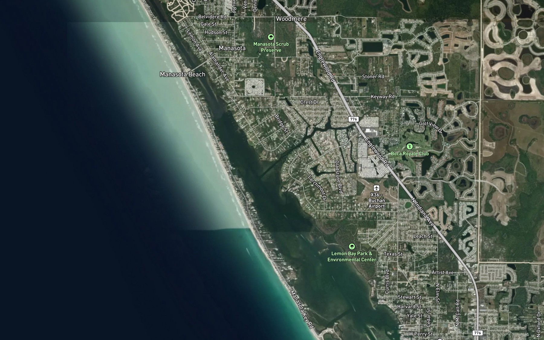 Satellite map of the Forked Creek