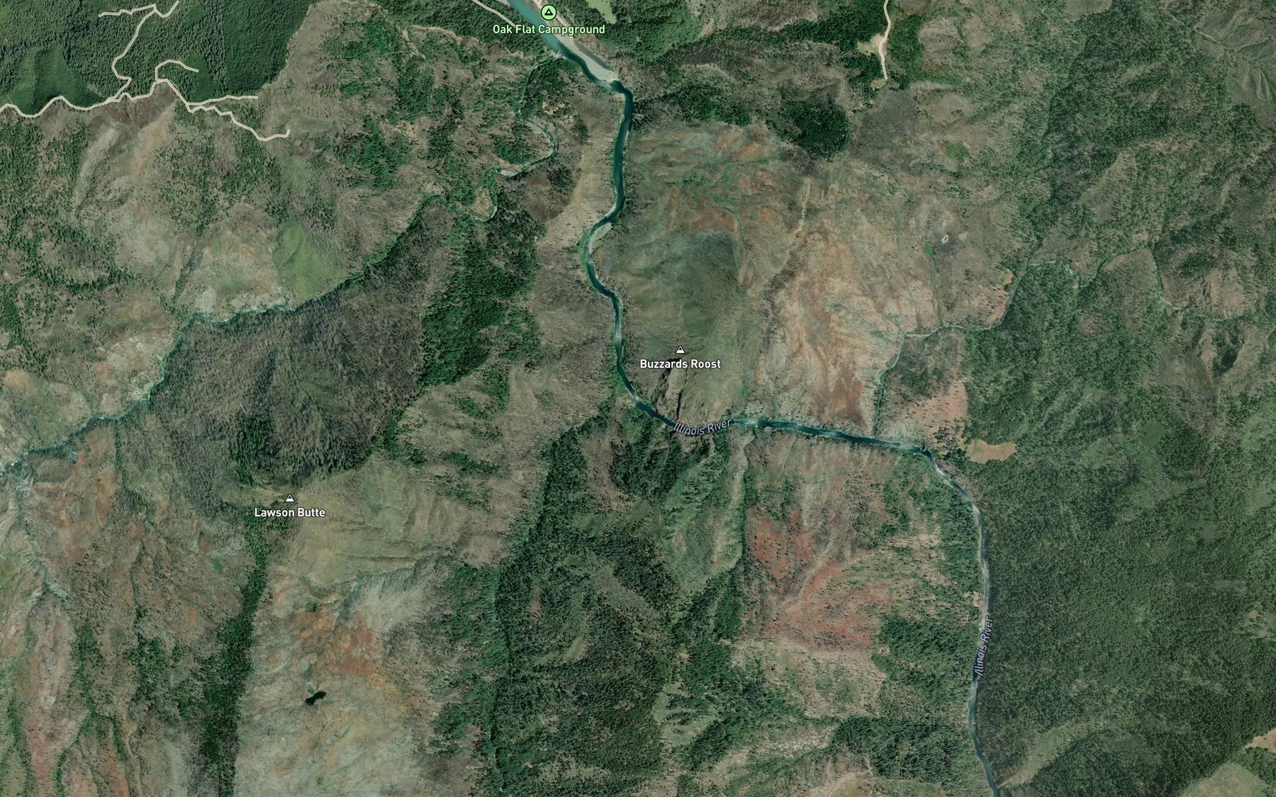 Satellite map of the Horse Sign Creek Rapids