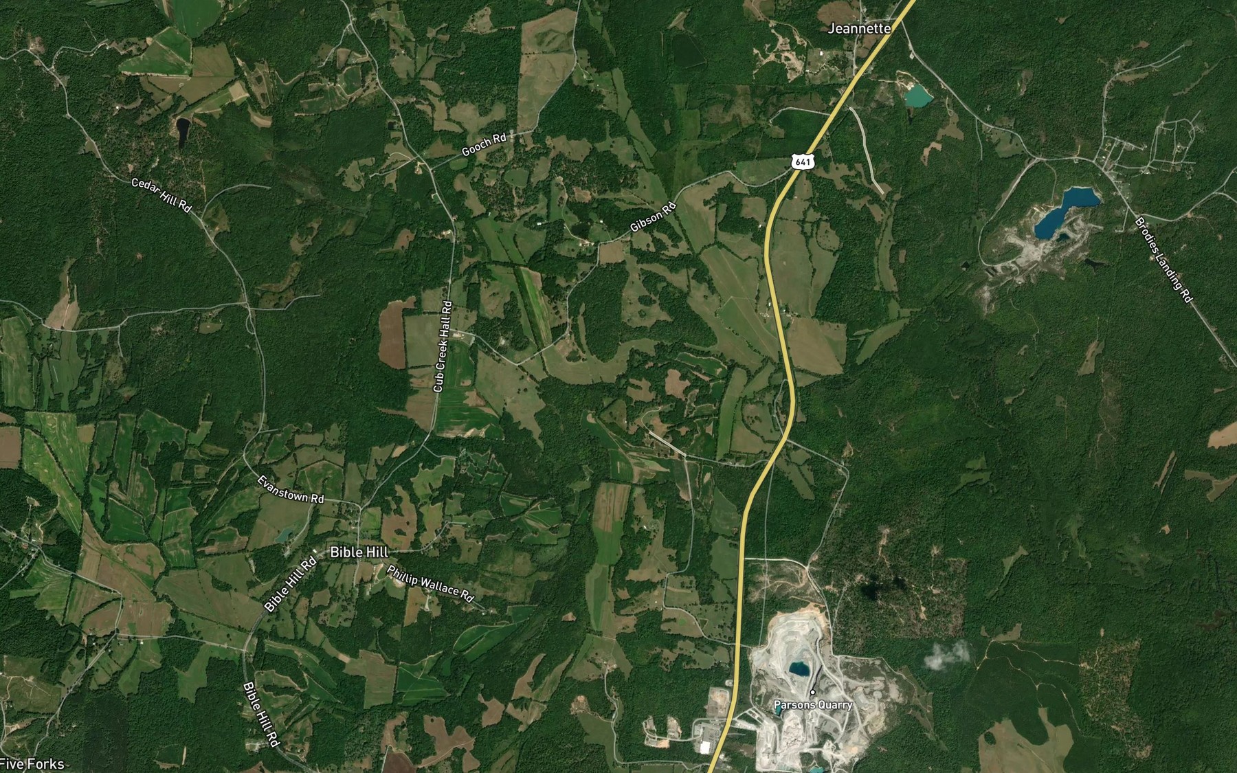Satellite map of the Horny Head Creek