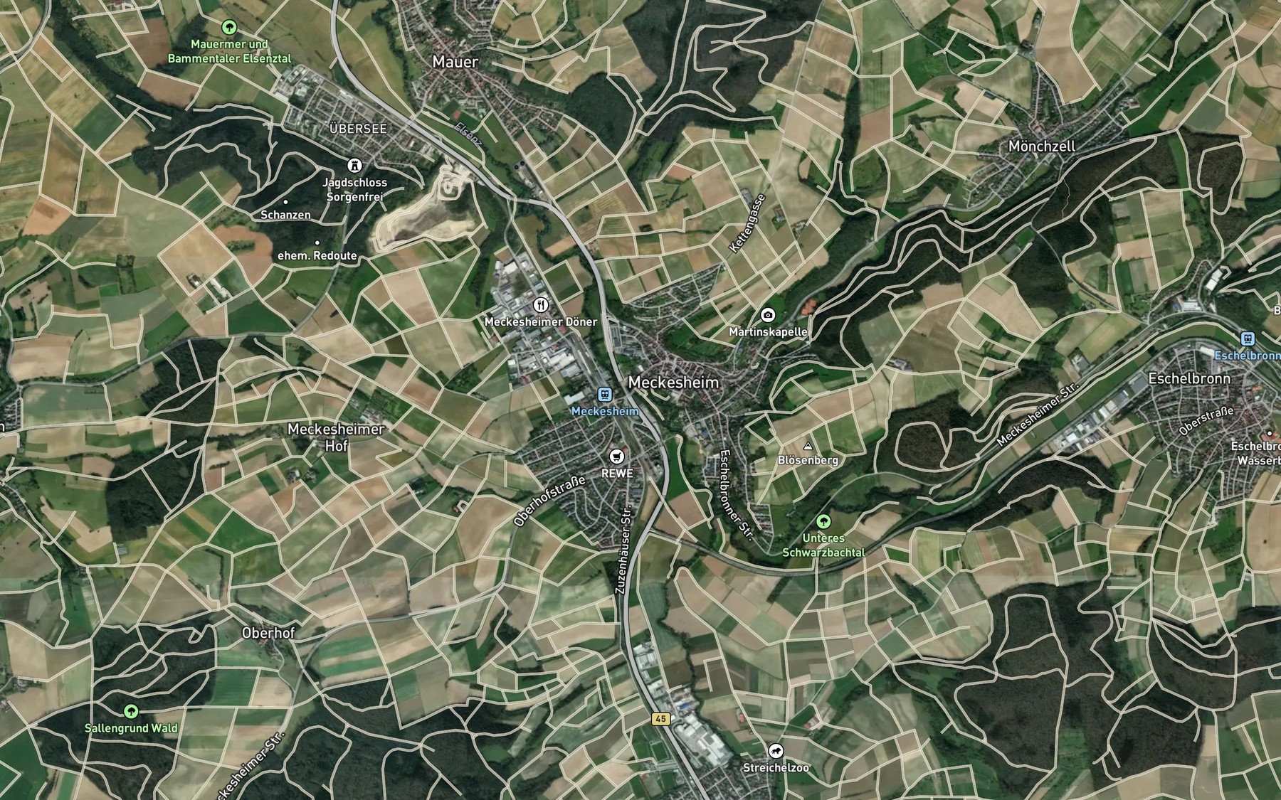 Satellite map of the Schwarzbach