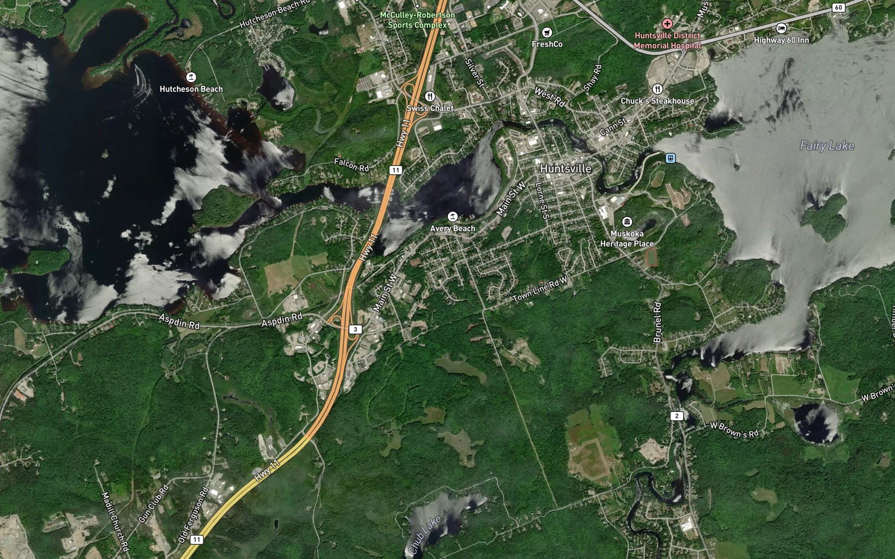 Satellite map of the Hunters Bay