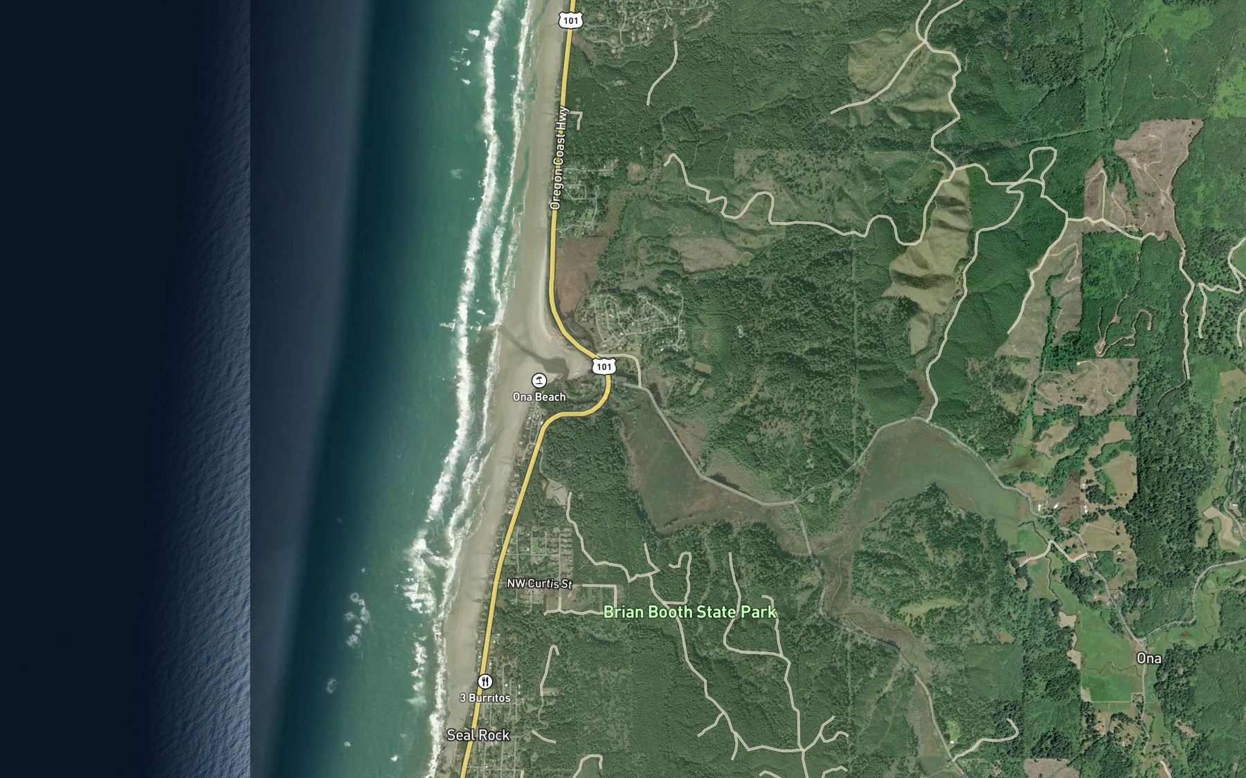 Satellite map of the Tracy Creek
