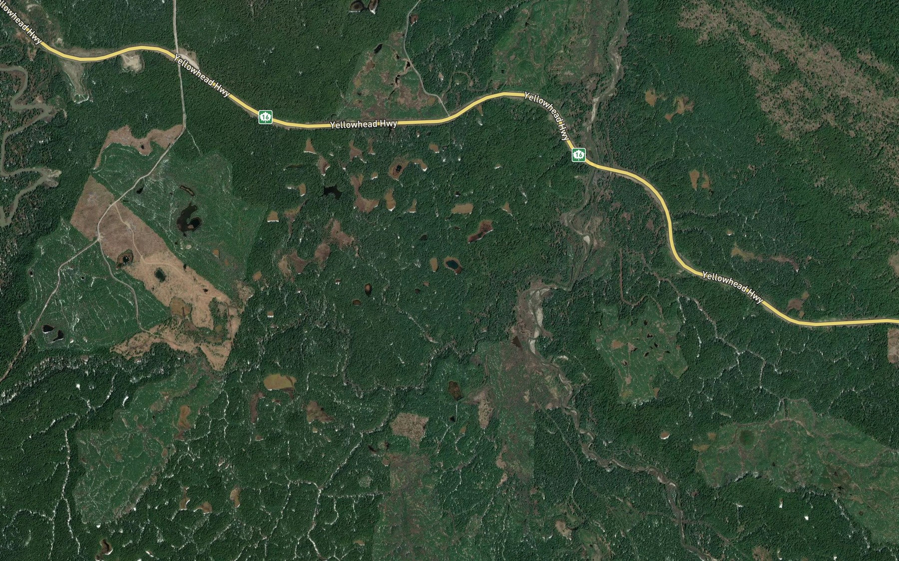 Satellite map of the Evans Creek