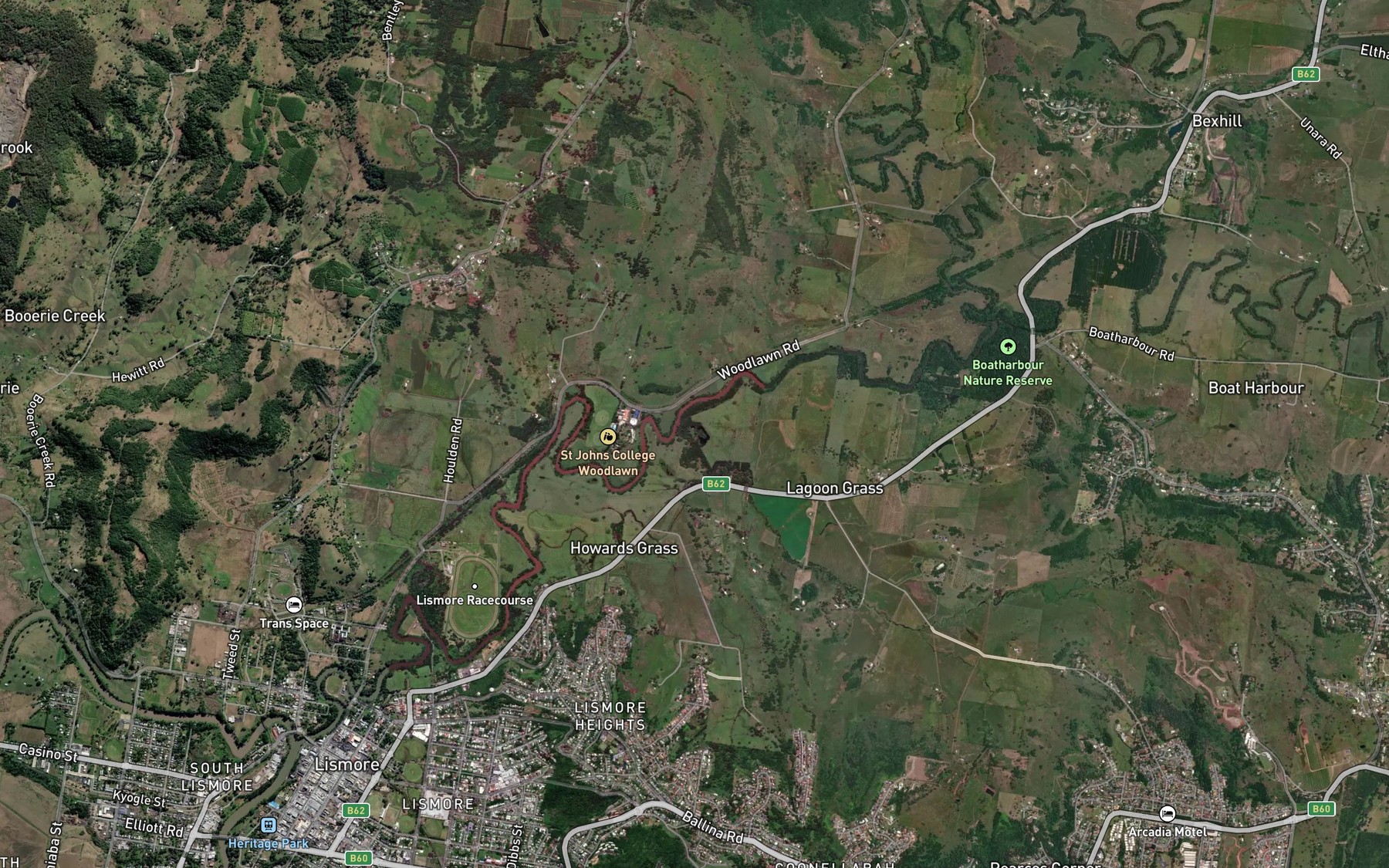 Satellite map of the Lagoon Creek